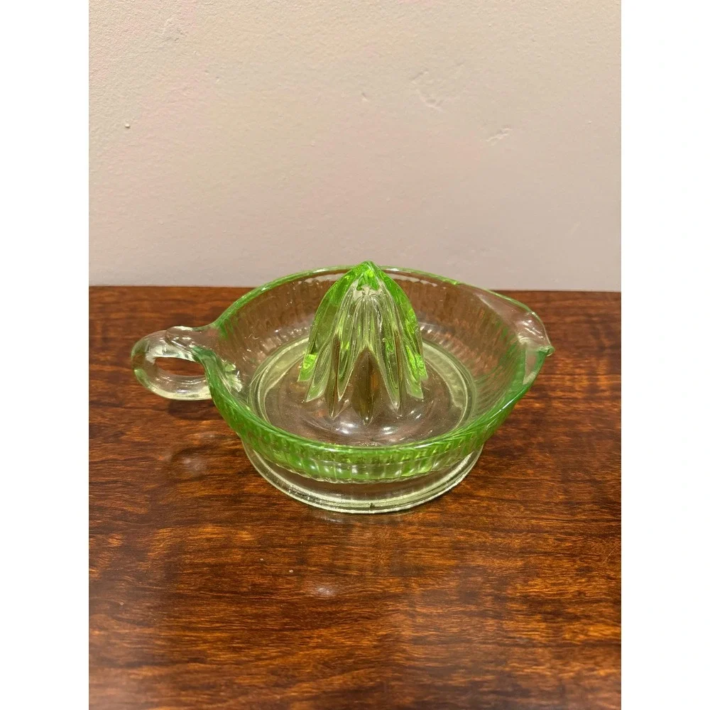 Green Uranium Depression Glass Citrus Reamer/Juicer